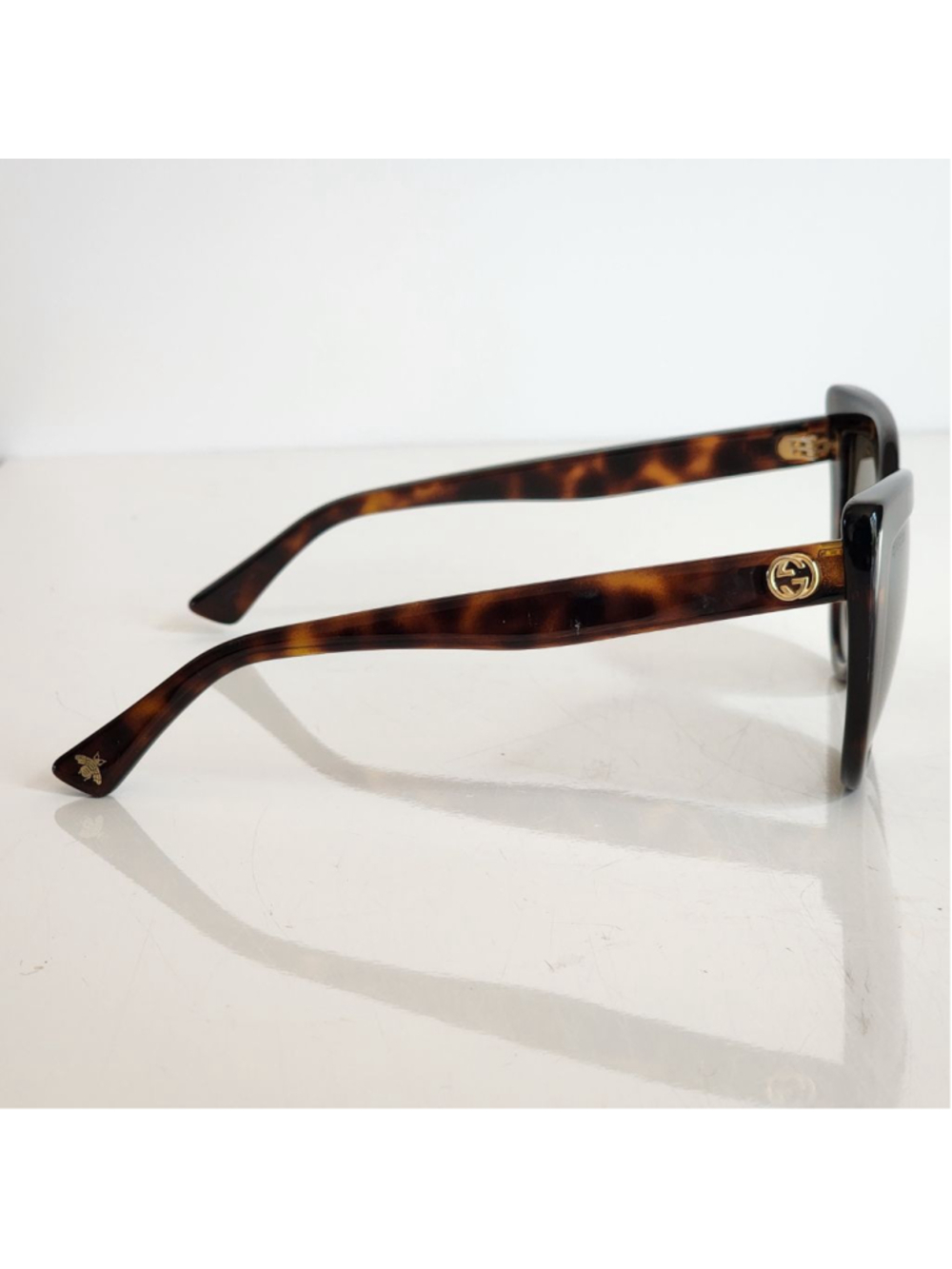 GUCCI NEW Cat Eye Havana Sunglasses in Tortoiseshell Brown Gold Accents GG0164S - Picture 5 of 11